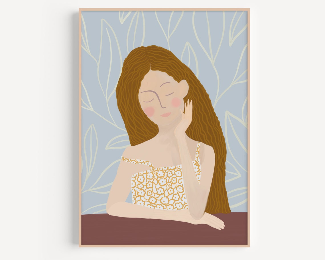 Girl Nursery Illustration Girl Fashion Print Bohemian Female Poster Abstract Girl Wall Art Wall Art