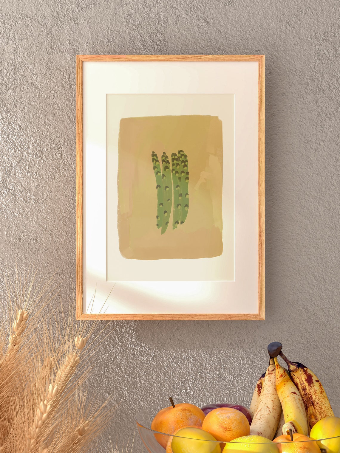 Green Asparagus Bundle Minimalist Beige Vegetable Kitchen Poster - Image 3