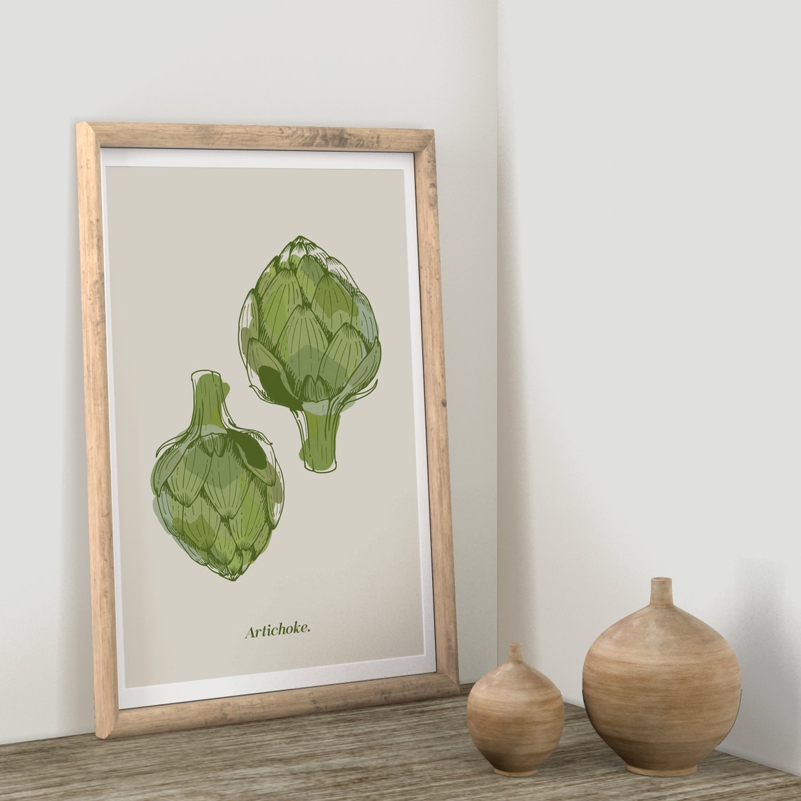Green Artichoke Watercolor Botanical Kitchen Illustration Poster - Image 3