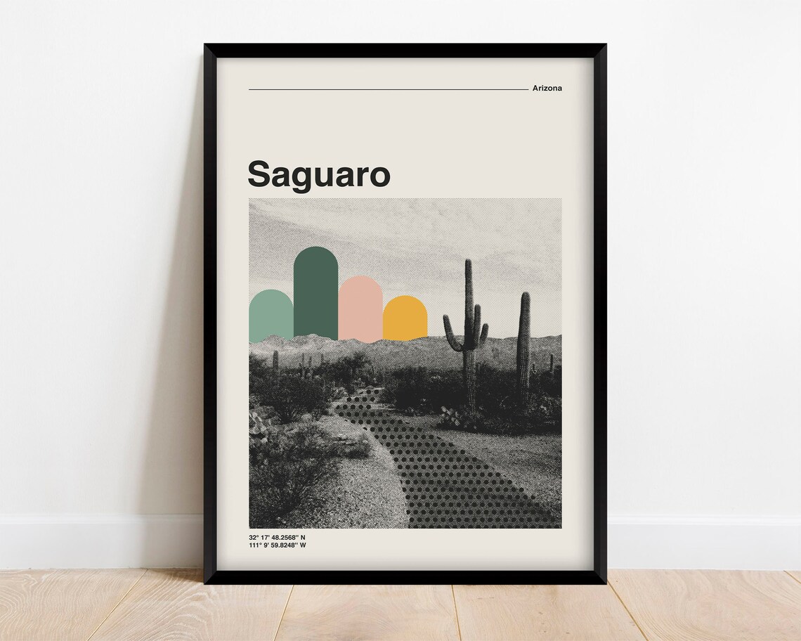 Saguaro National Park Retro Minimalist Travel Poster