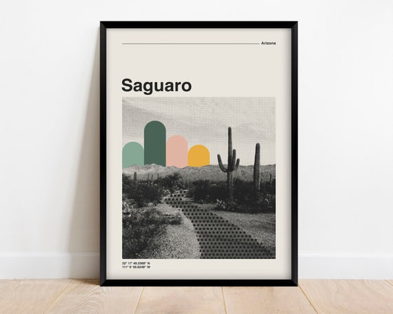 Saguaro National Park Retro Minimalist Travel Poster
