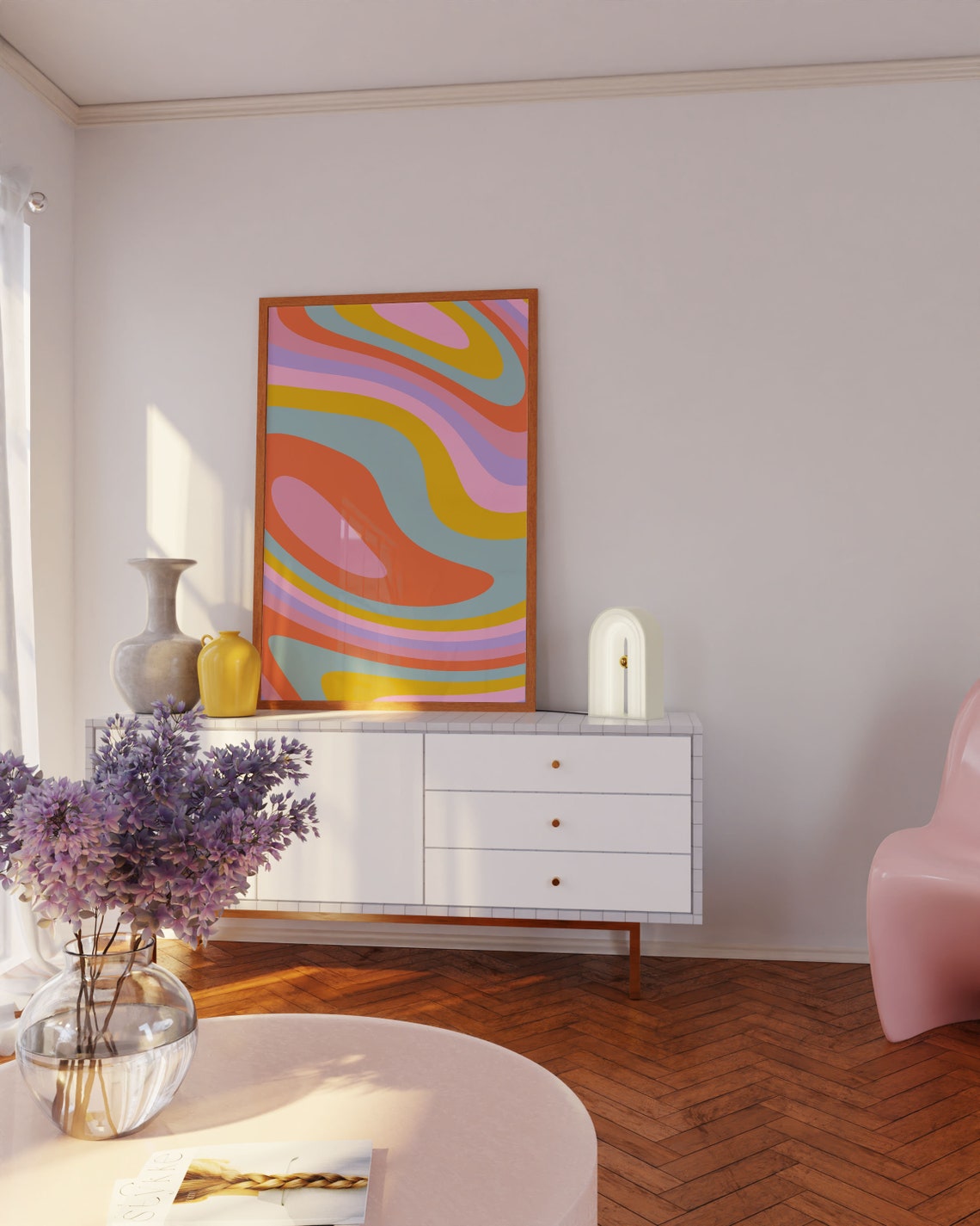 Colorful Wavy Abstract Groovy Psychedelic Retro Swirl Art Poster - Image 3