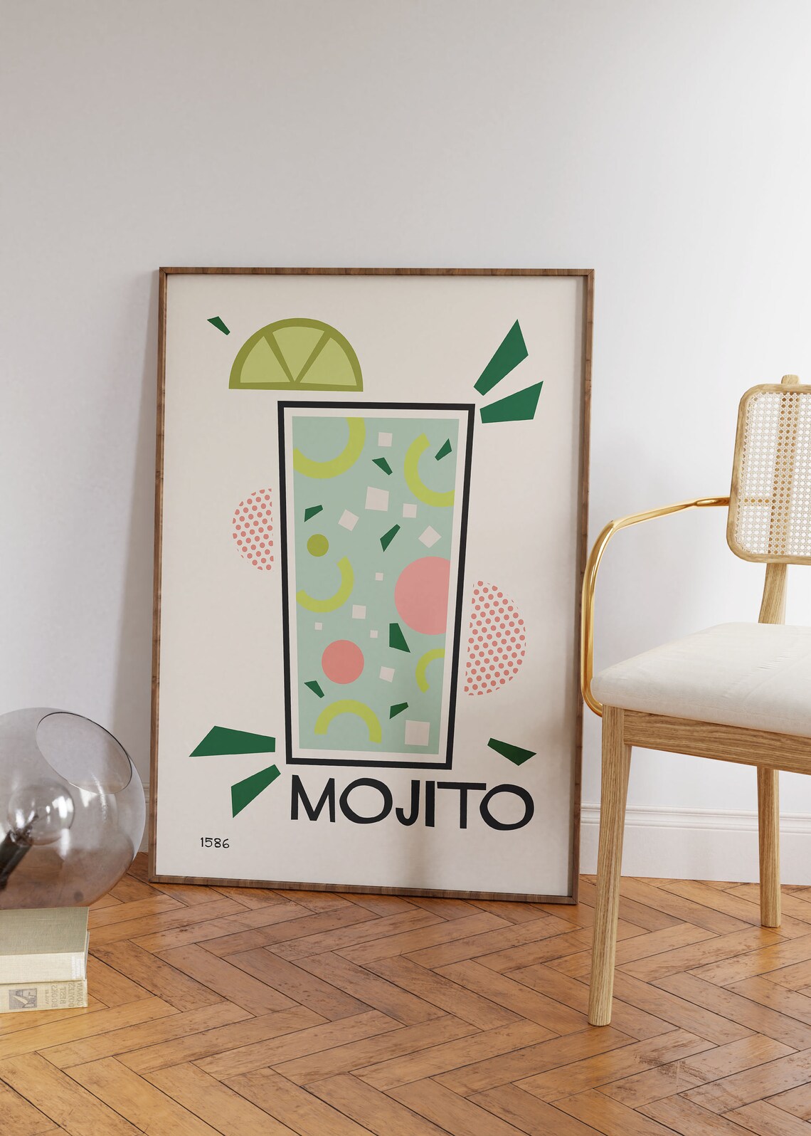 Mojito Retro Cocktail Poster, Mid-Century Modern - Image 2
