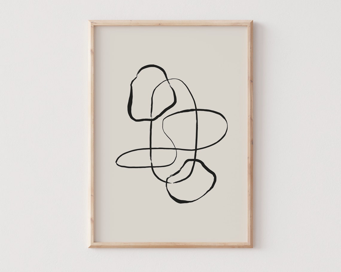 One Line Abstract Looping Doodle Minimalist Ink Sketch Wall Print