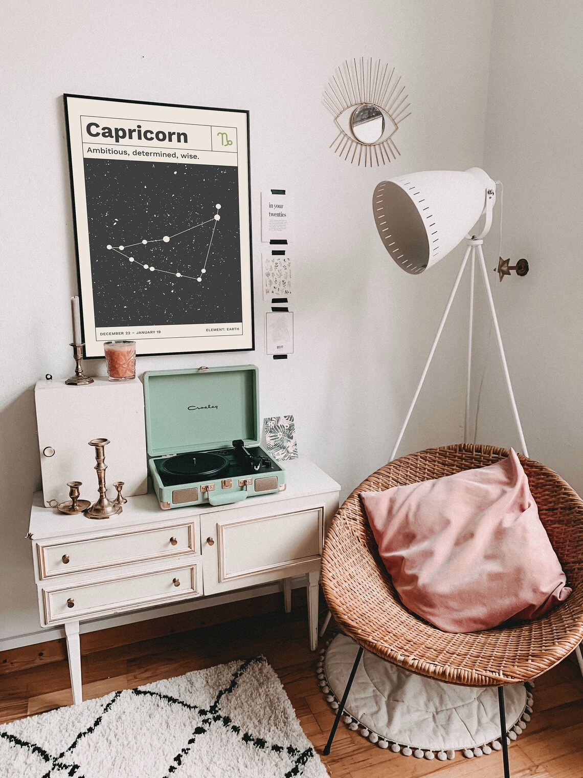 Capricorn Horoscope Retro Zodiac Art Print - Image 3