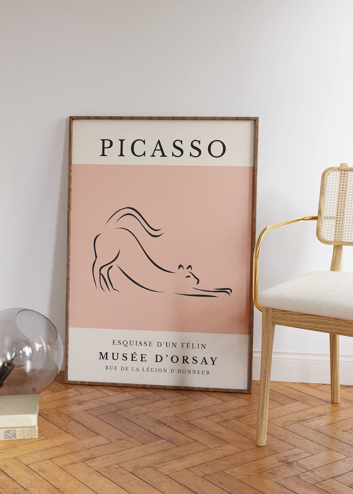Picasso Cat Line Art Print, Pink Minimalist Poster - Image 2