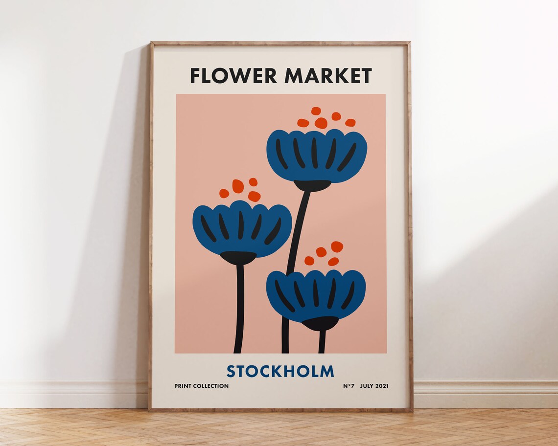 Flower Market Print Stockholm, Modern Floral Art Print