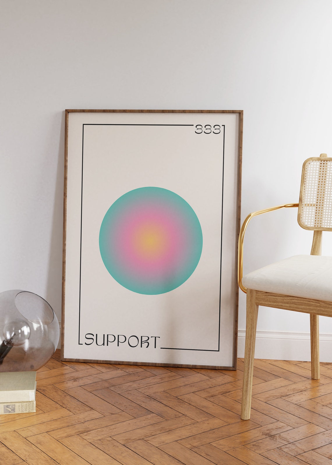 Angel Number 333 Support Gradient Aura Circle Spiritual Wall Art - Image 2