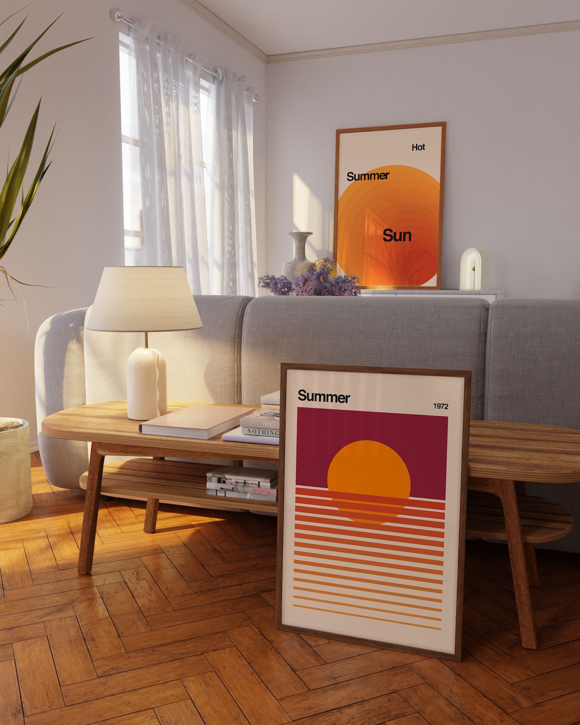 Retro Minimalist Sunset Beach Art Print, Bauhaus - Image 2