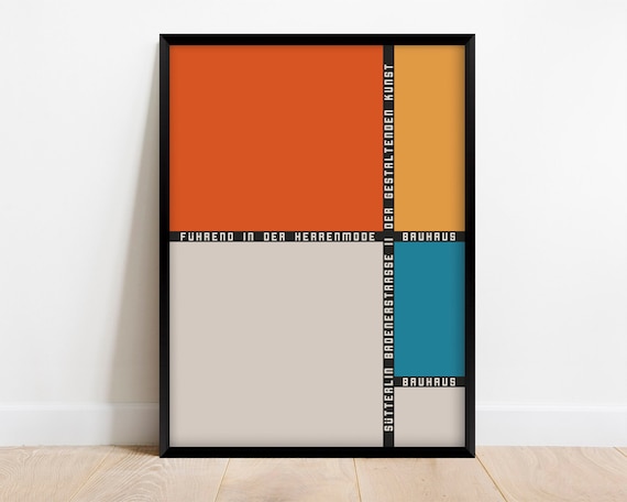 Bauhaus Exhibition Poster Print Mid Century Modern Art Theo Van Doesburg Ausstellung Colorful Geometric Wall Art