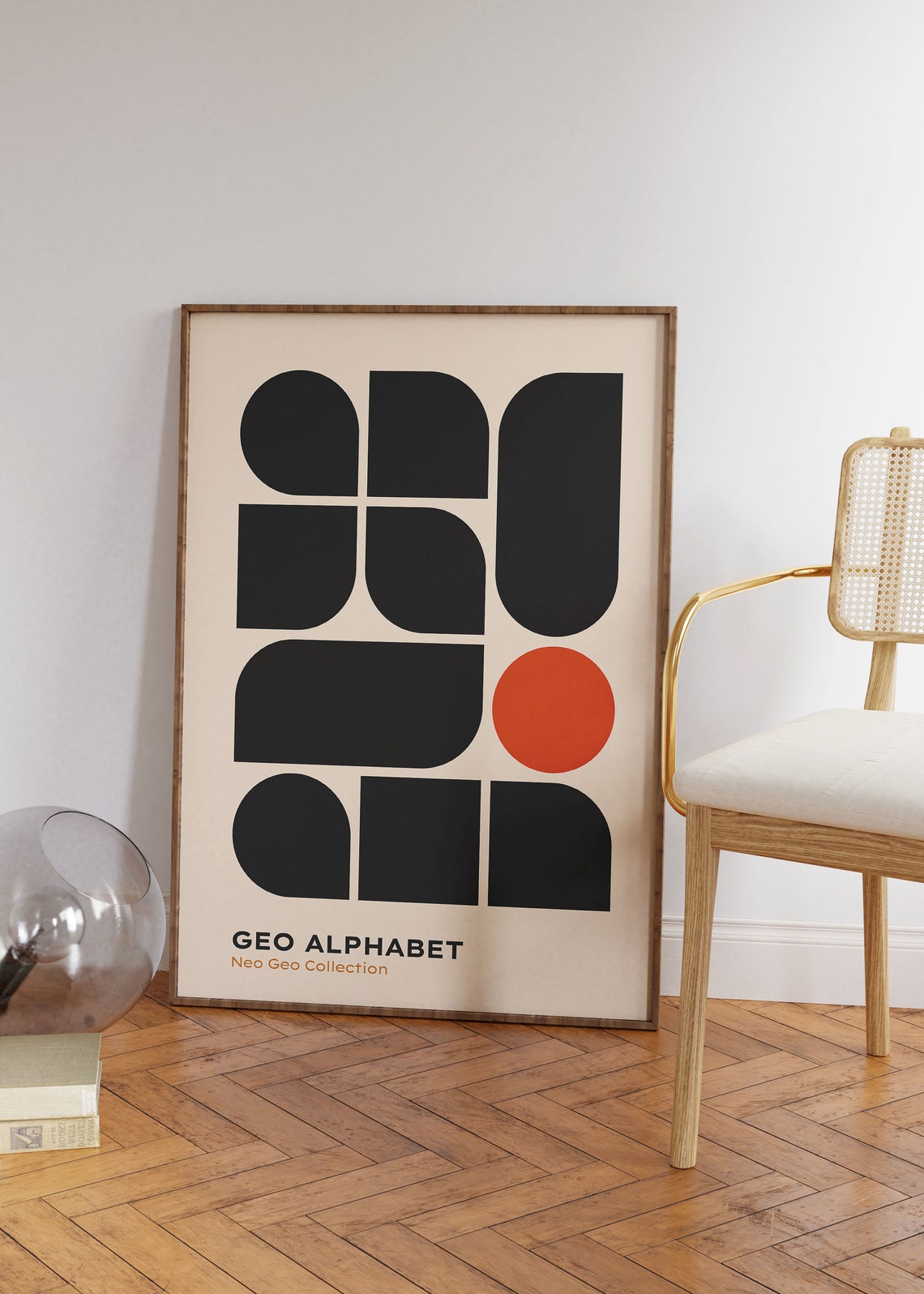 Geo Alphabet Neo Geo Black Geometric Bauhaus Retro Shapes Poster - Image 3