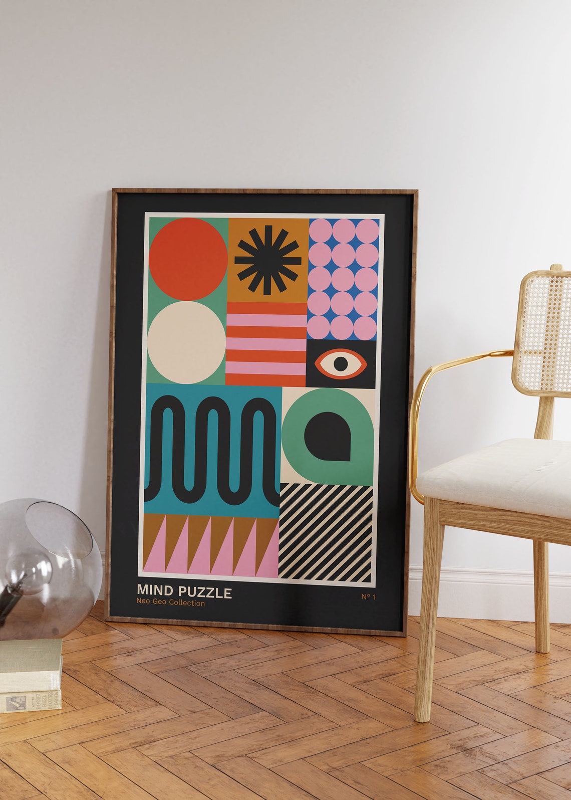 Mind Puzzle Neo Geo Colorful Geometric Collage Retro Art Poster - Image 2