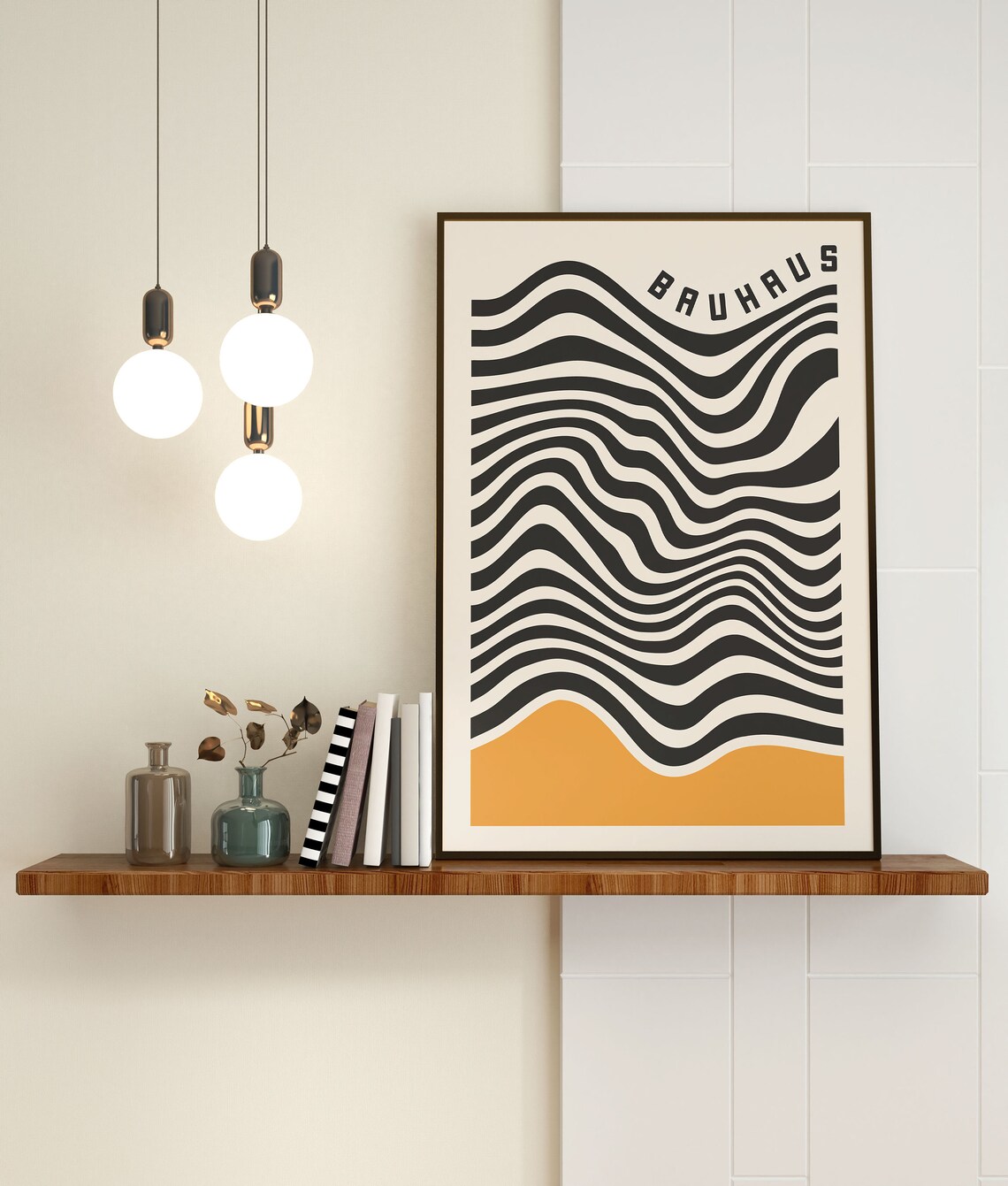 Bauhaus Wavy Lines Poster, Mid Century Modern Art Print - Image 3