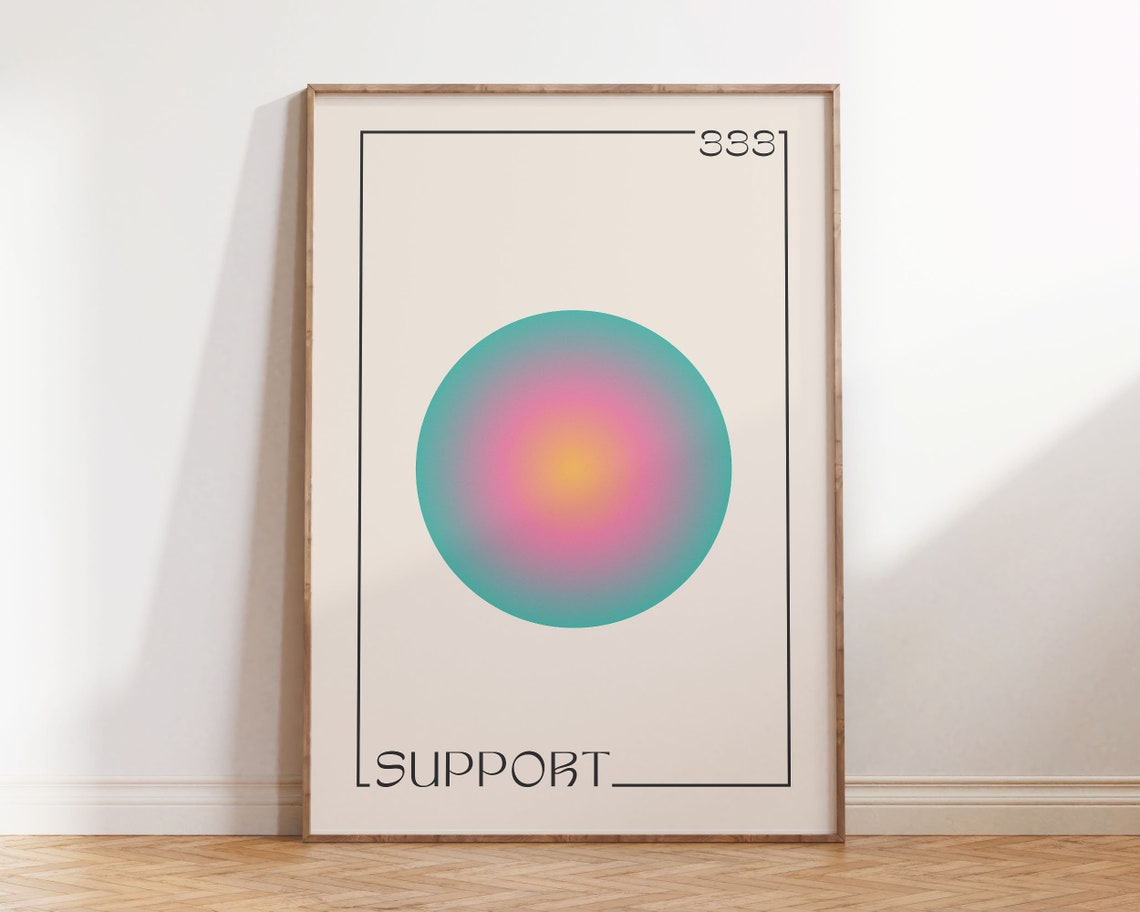 Angel Number 333 Support Gradient Aura Circle Spiritual Wall Art