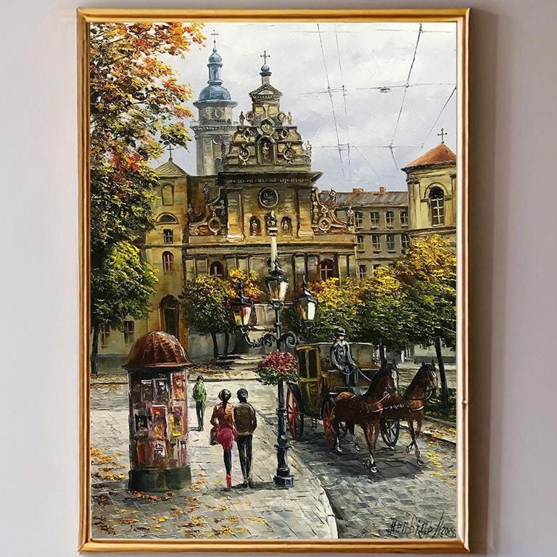 Small Town Painting Original City Street Painting On City Scape Art Old Town Artwork Ukraine Lviv Oil Painting City Scene Artwork - Image 3