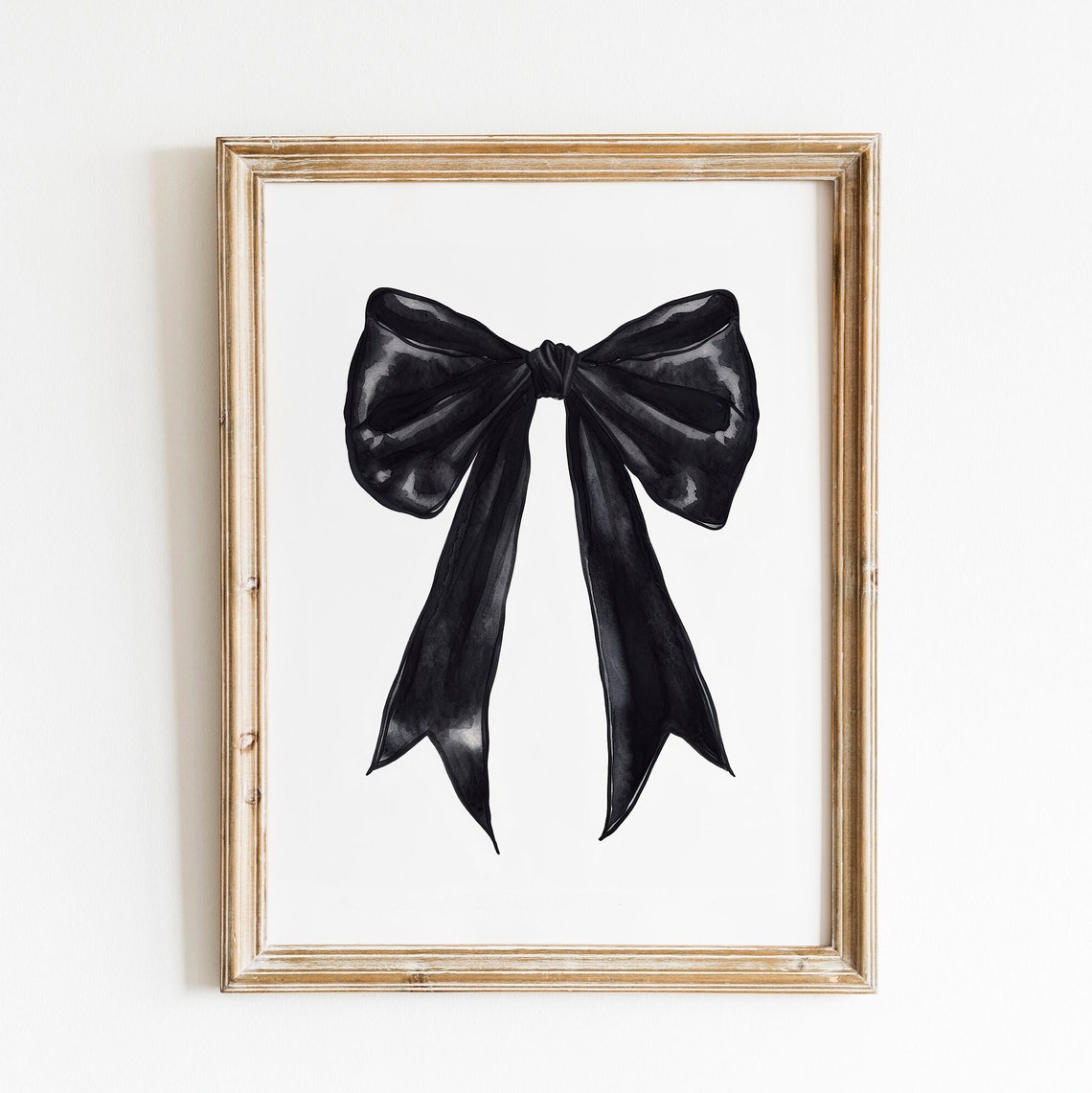 Black Bow Watercolor Ribbon Balletcore Coquette Wall Room Poster