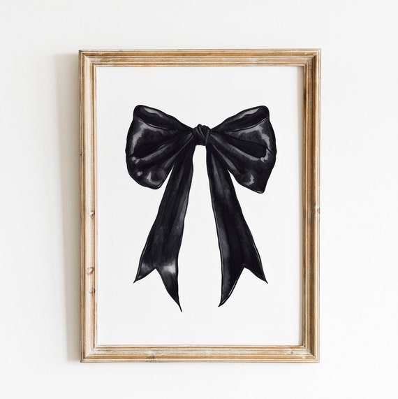 Black Bow Balletcore Wall Art Fall Dark Academia Room Aesthetic Teen Girl Soft Gothic Preppy Girly Poster Dorm College Apartment