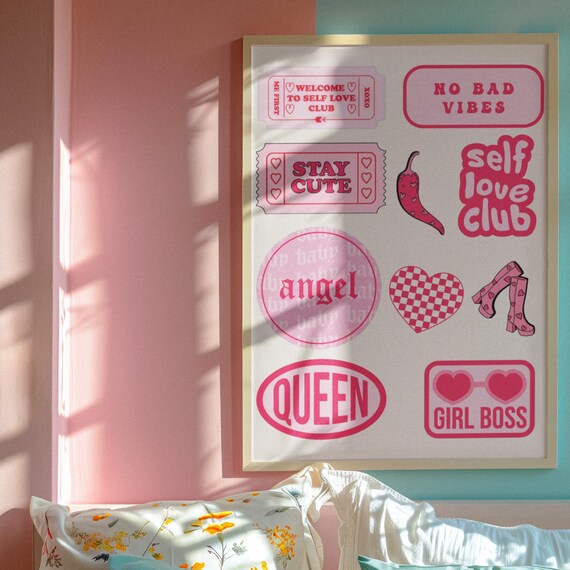 Self Love Club Print Pink Retro Y2k Sticker Art In 5 Sizes