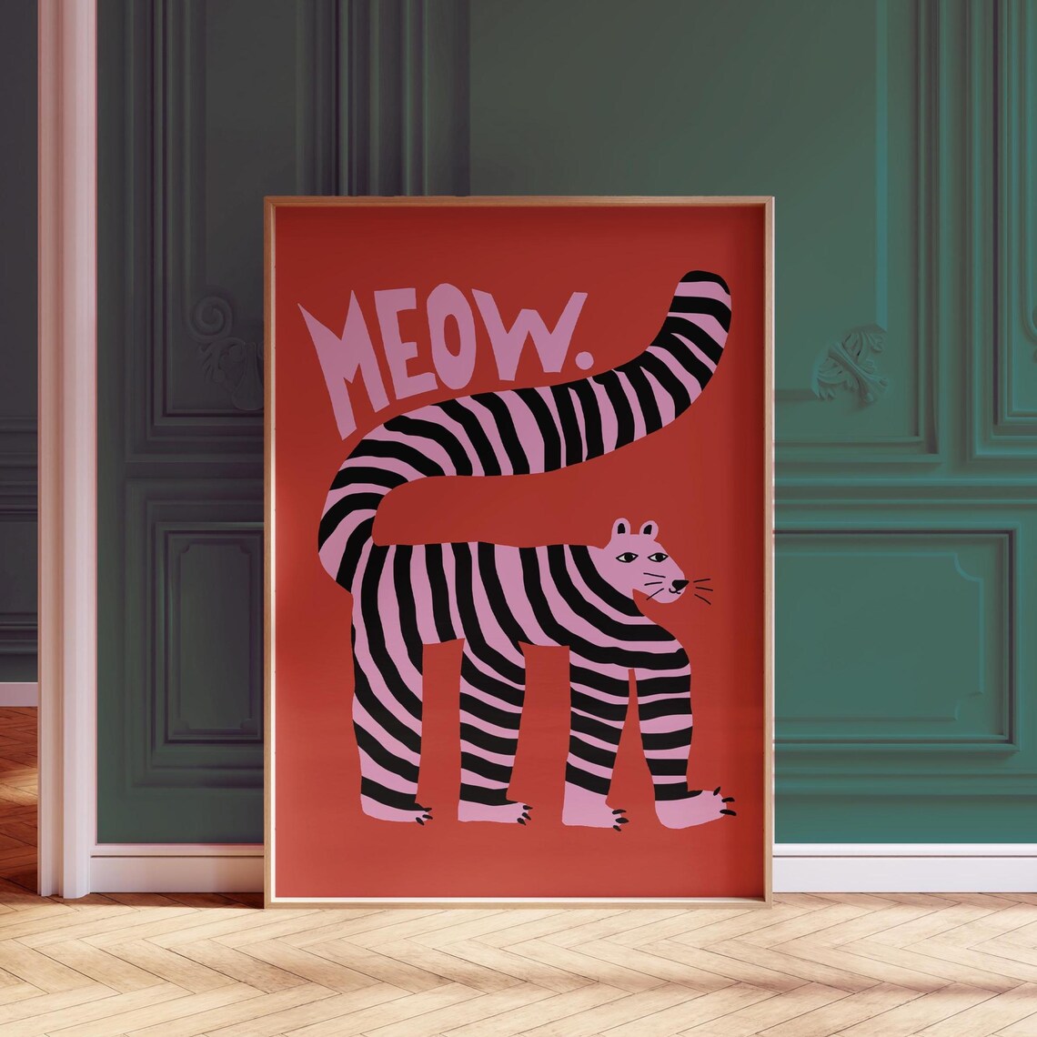Retro Tiger Art Print, Preppy Animal Illustration