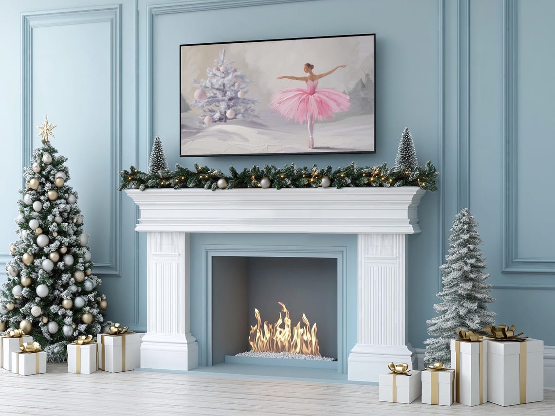 Pink Ballerina Tutu Snowy Christmas Tree Nutcracker Ballet Poster - Image 5