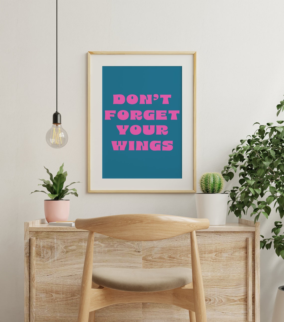 Dont Forget Your Wings Pink Teal Retro Bold Motivational Quote Poster - Image 5
