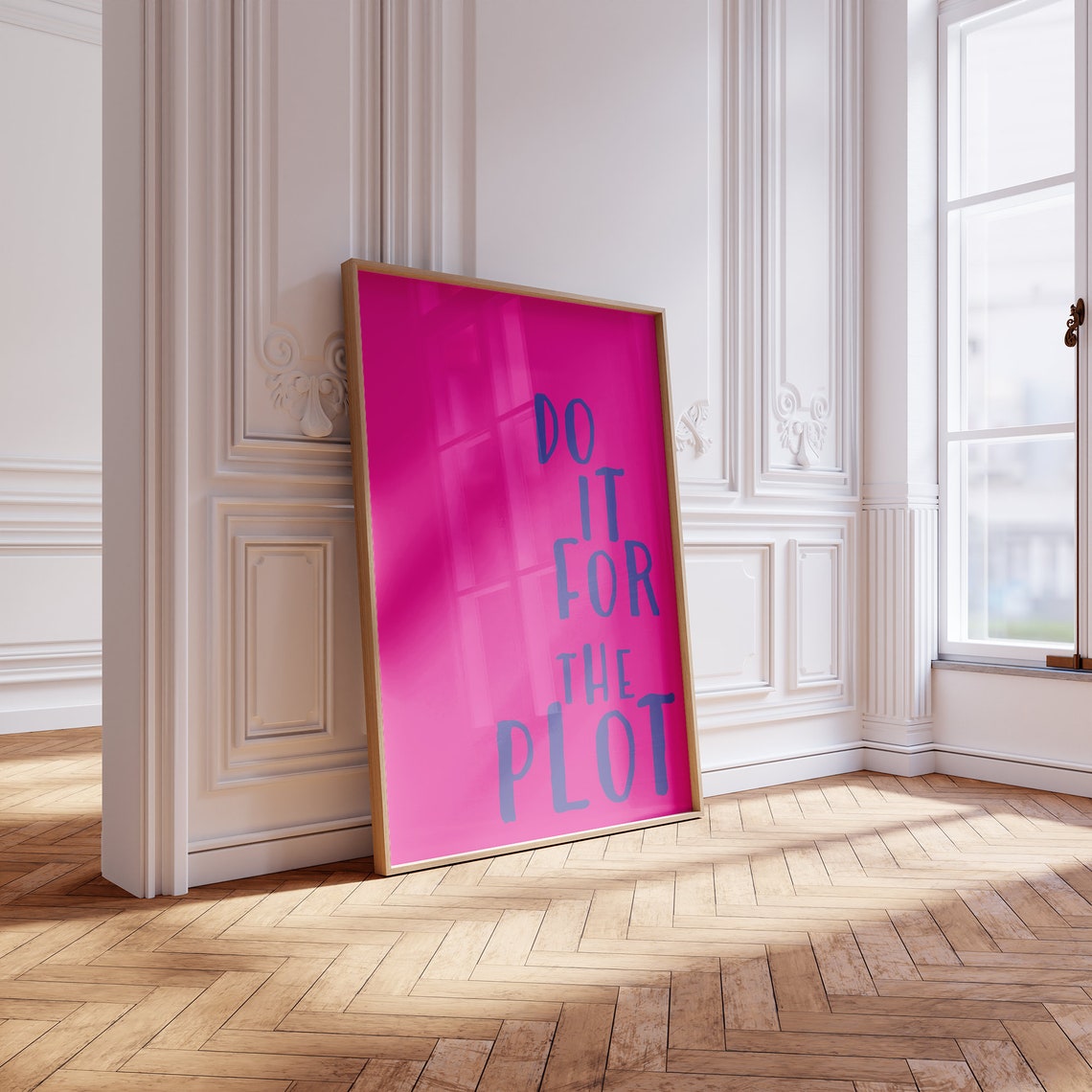 Do It For The Plot Hot Pink Navy Bold Quote Wall Art Poster Preppy Art - Image 5