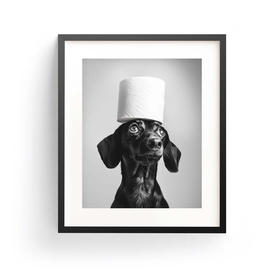 Dachshund Bathroom Humor Art Print, Weenie Dog