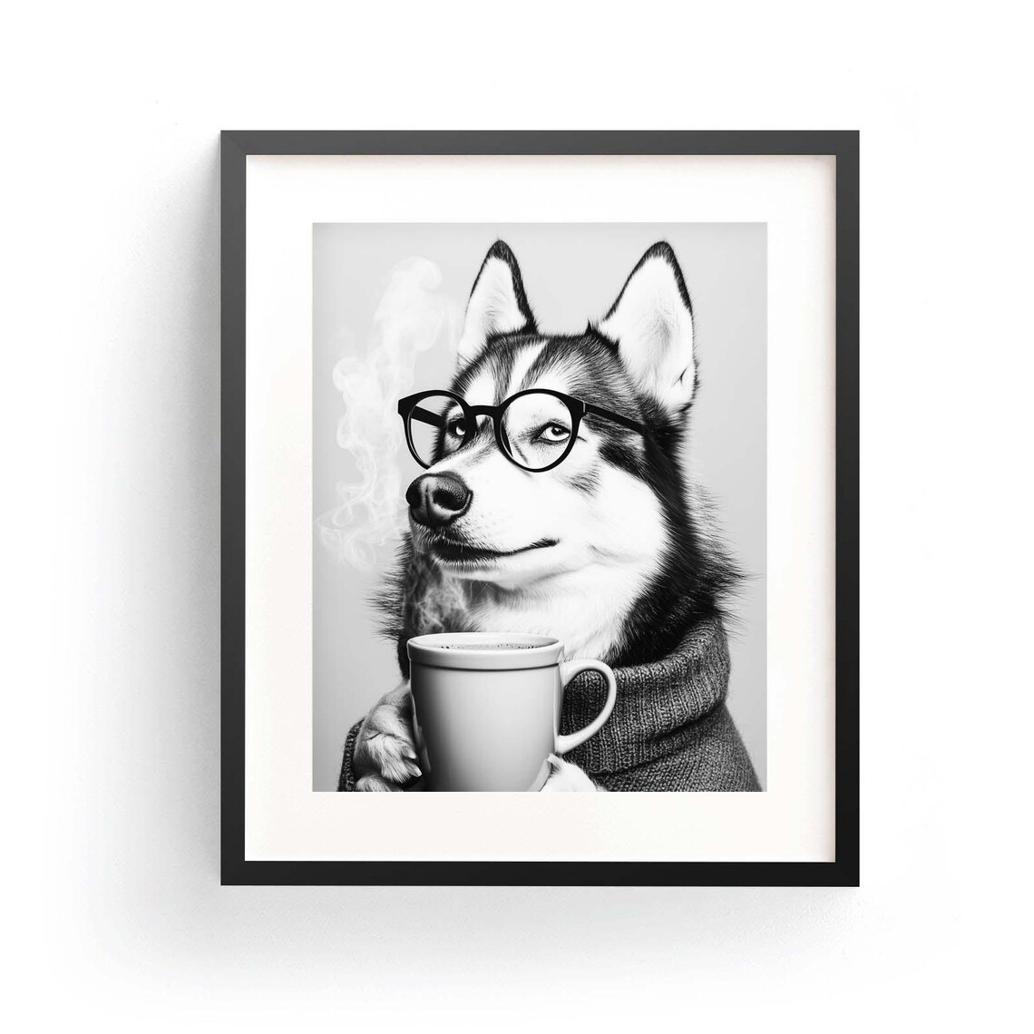 Siberian Husky Coffee Art Print, Dog Lover Decor