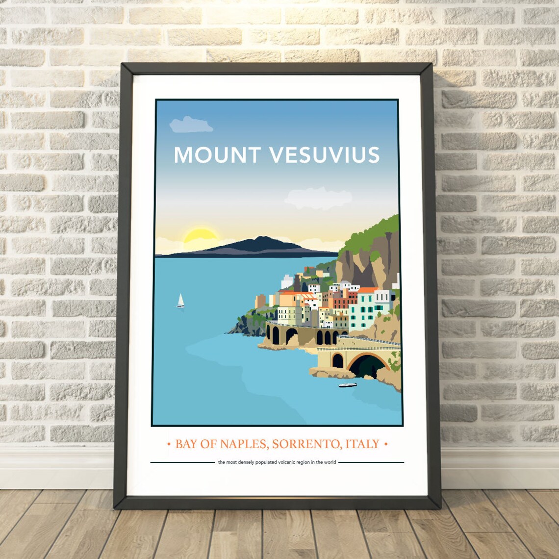 Mount Vesuvius Naples Italy Travel Poster