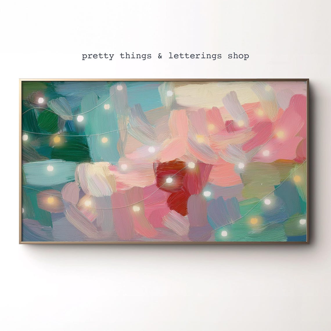 Colorful Abstract Painting String Lights Festive Brushstroke Poster