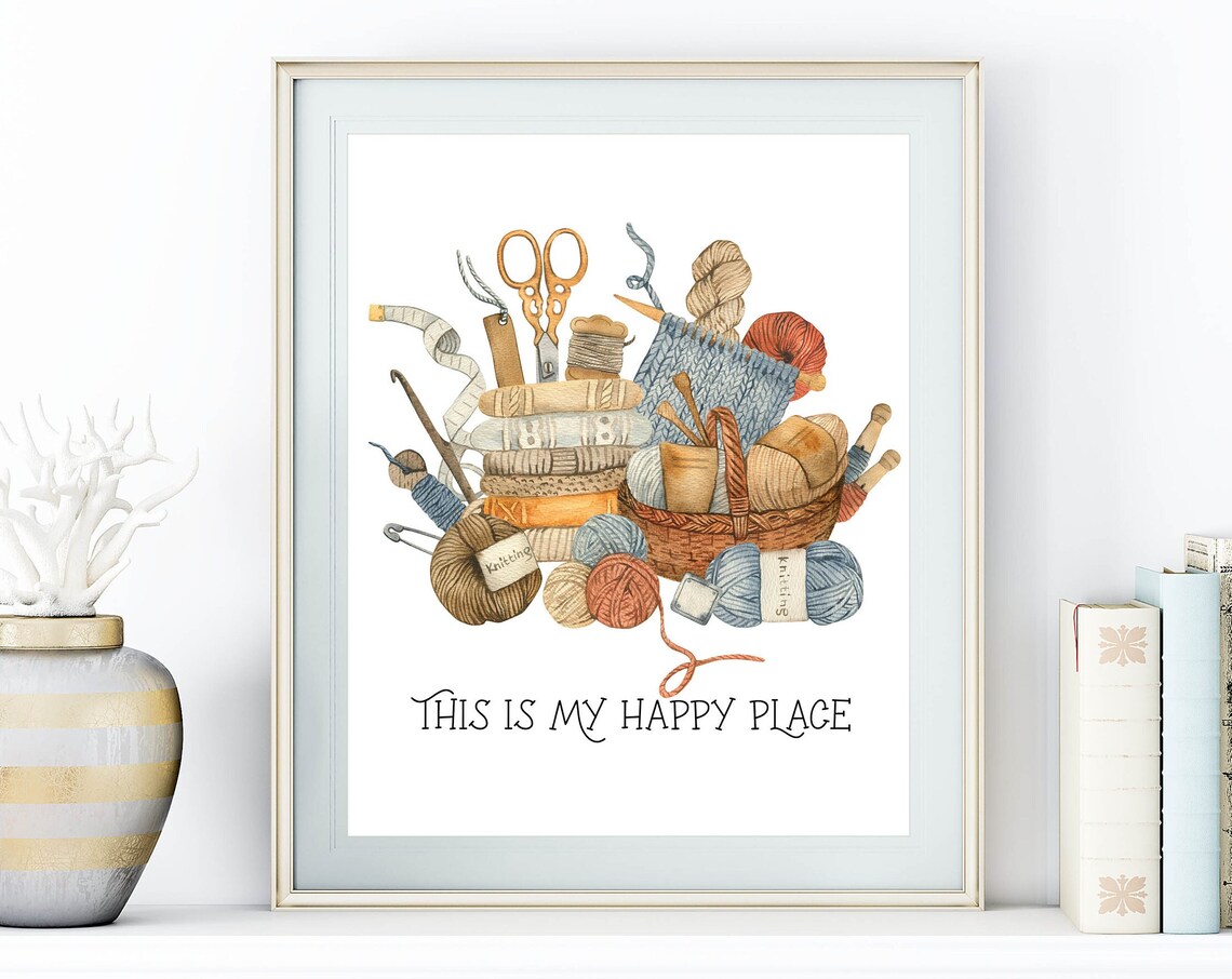 This Is My Happy Place Knitting Supplies Craft Room Quote Wall Poster