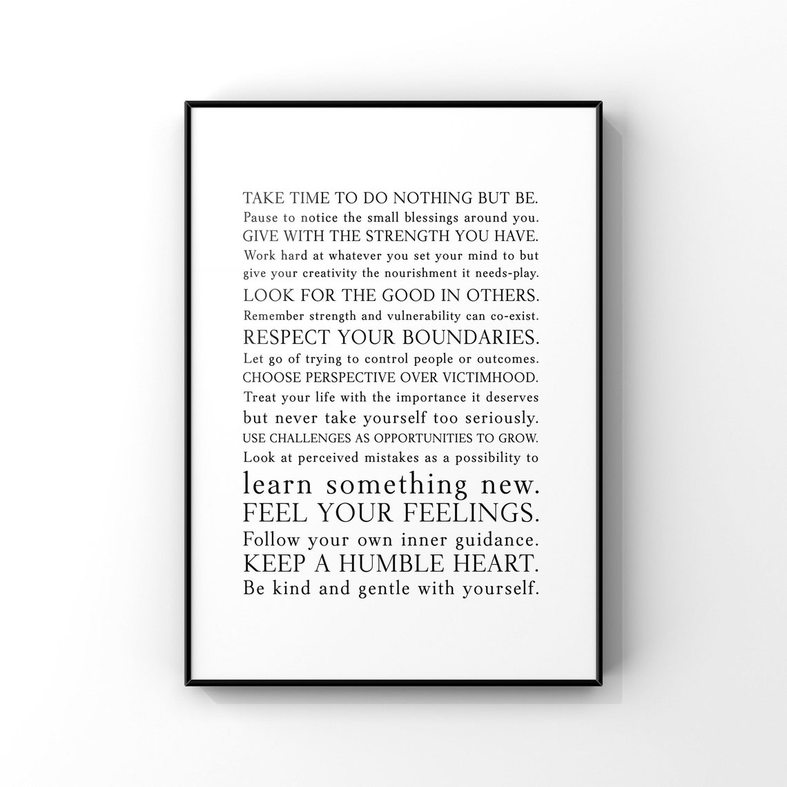 Words To Live By Manifesto Art Print
