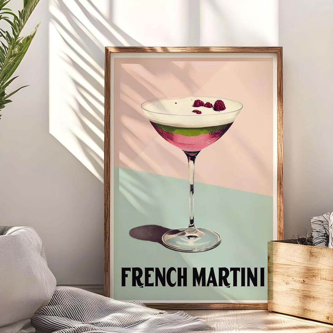 French Martini Cocktail With Raspberry Pastel Drink Art Poster