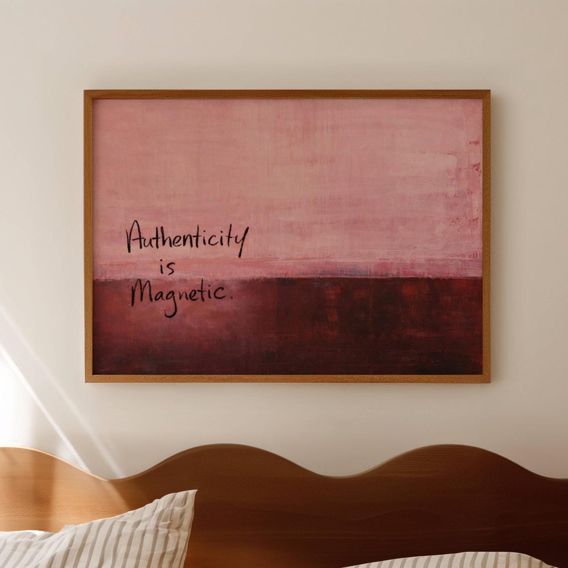 Authenticity is Magnetic Pink Abstract Quote Bedroom Wall Poster