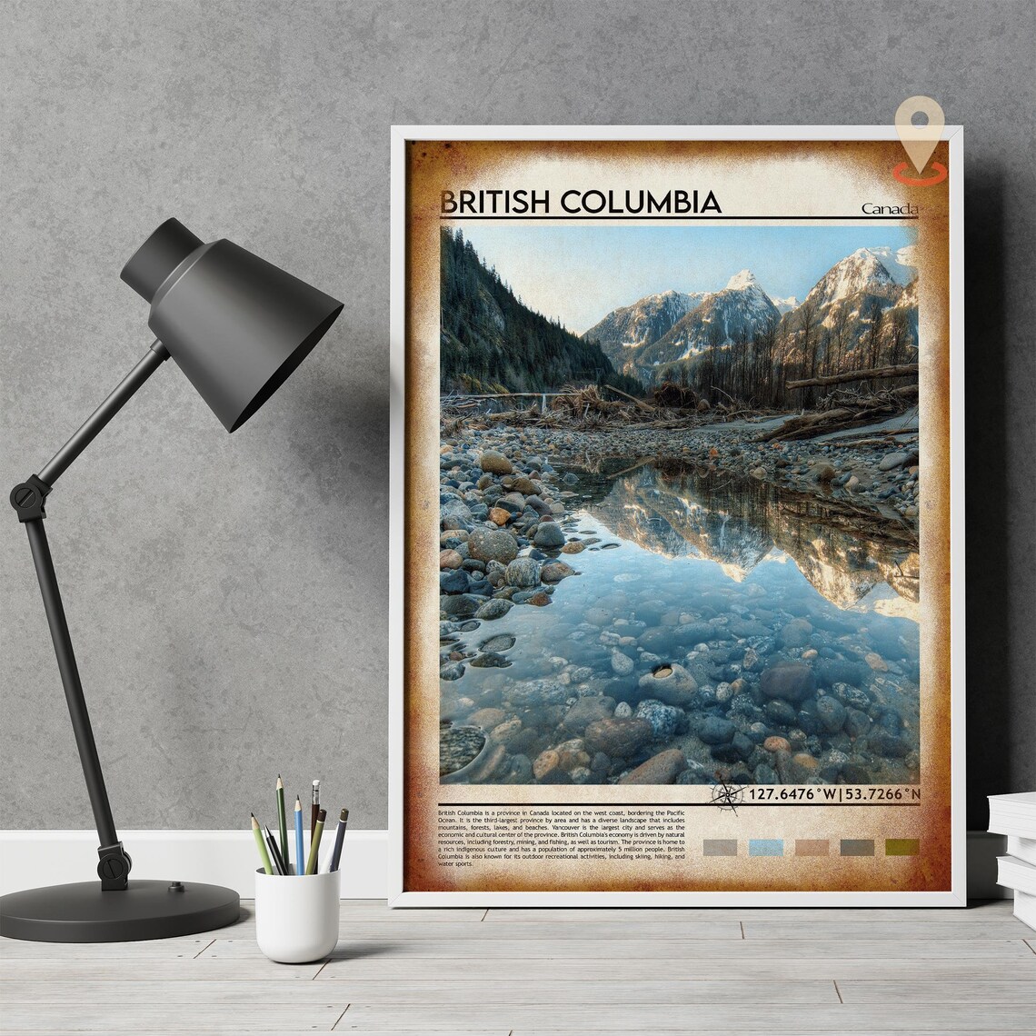 British Columbia Rocky Mountain Stream Reflection Nature Poster - Image 4