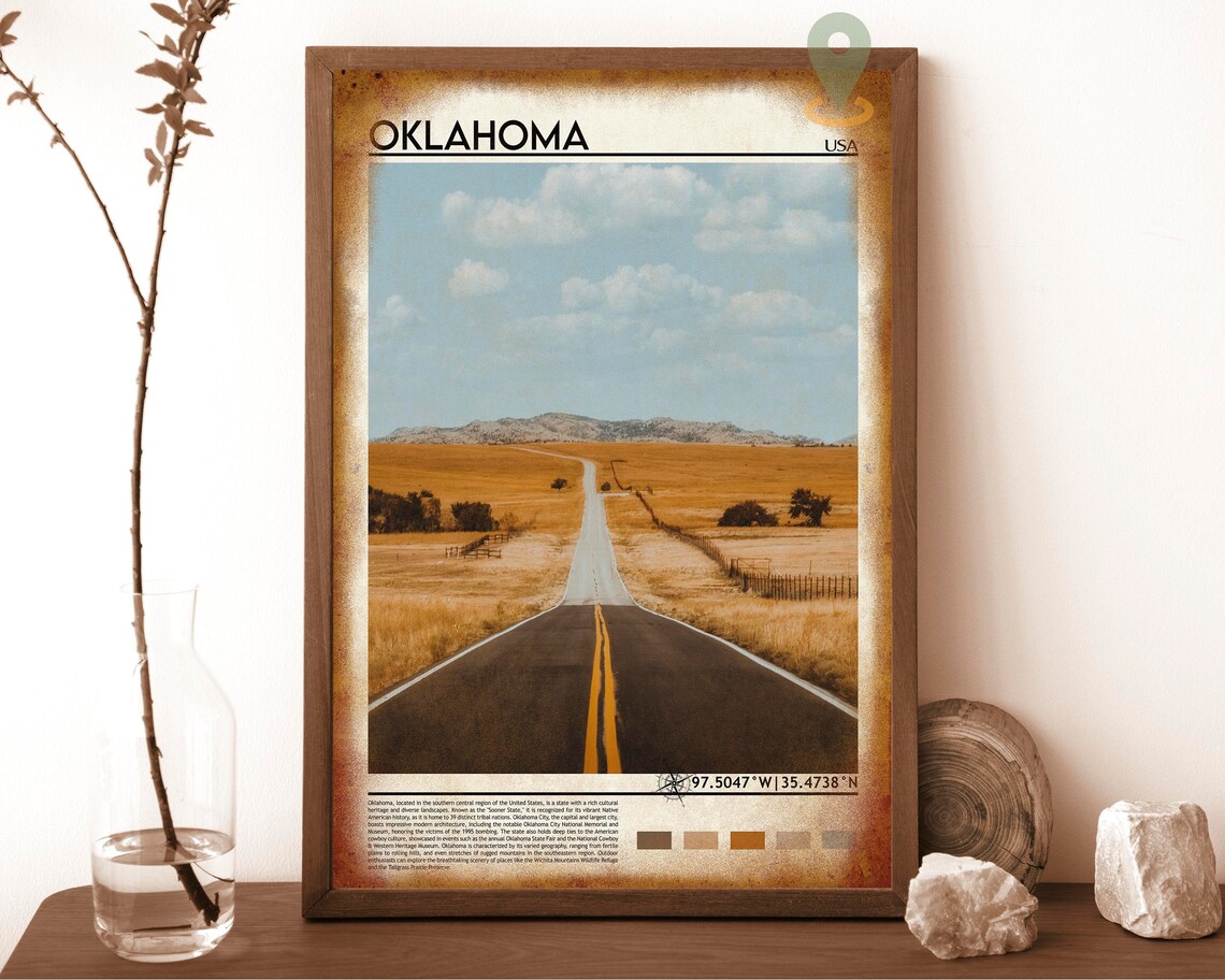 Oklahoma USA Open Highway Golden Prairie Road Trip Travel Poster - Image 6