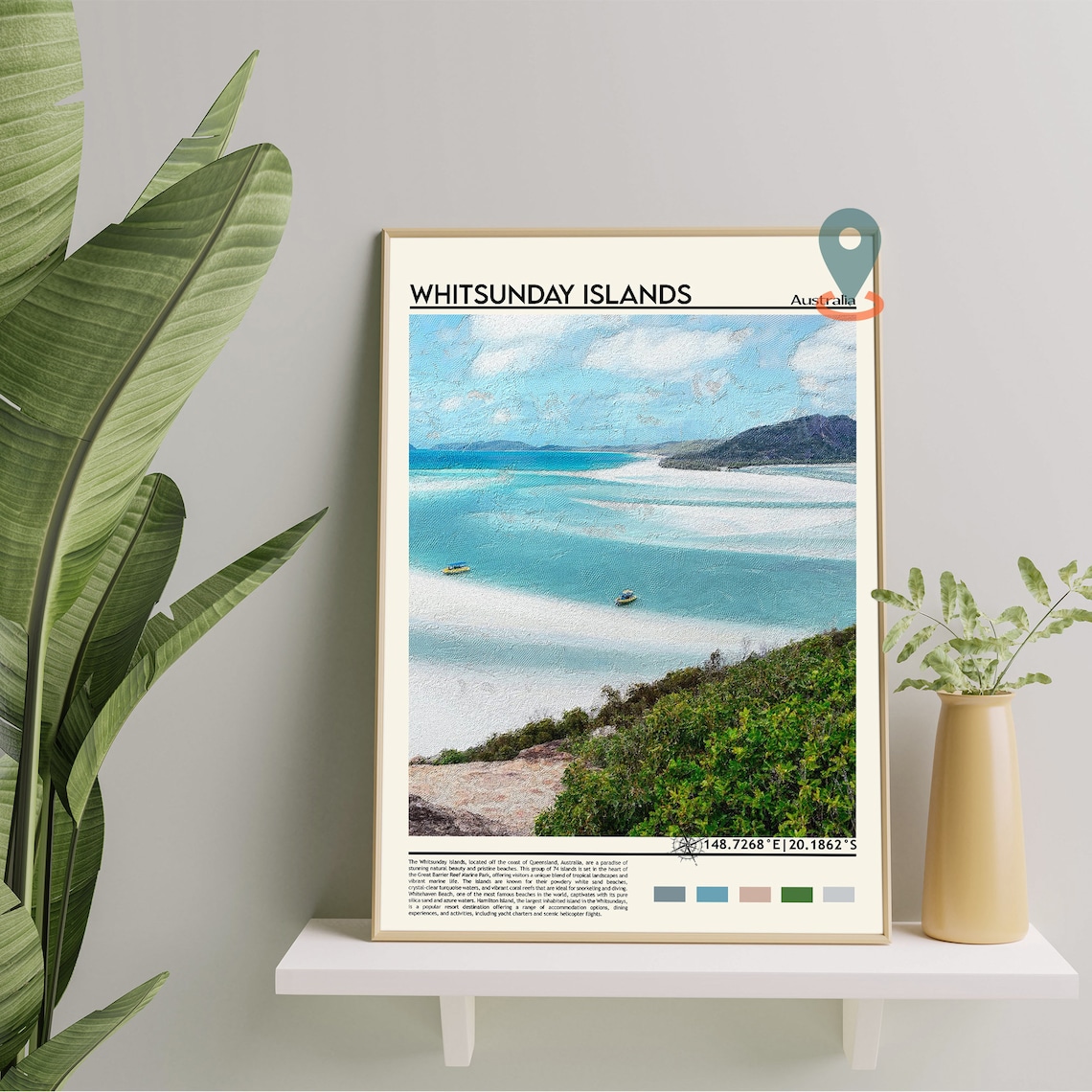 Whitsunday Islands Australia Whitehaven Beach Turquoise Travel Poster - Image 3
