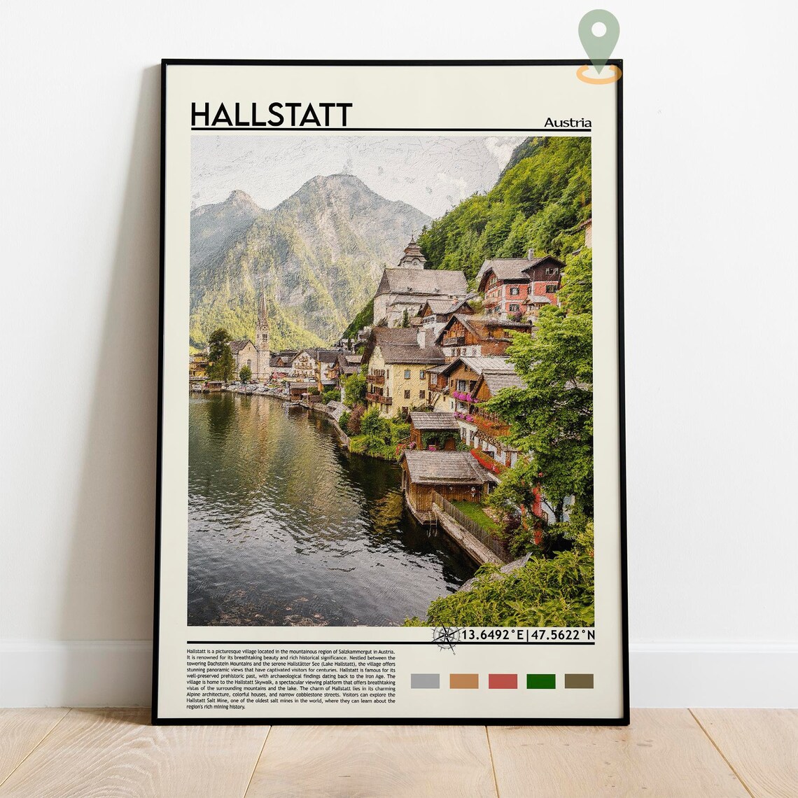 Hallstatt Austria Lakeside Village Alpine Travel Photo Poster - Image 2
