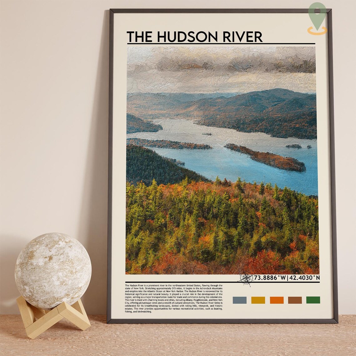 Hudson River New York Autumn Hills Scenic Landscape Travel Poster - Image 2