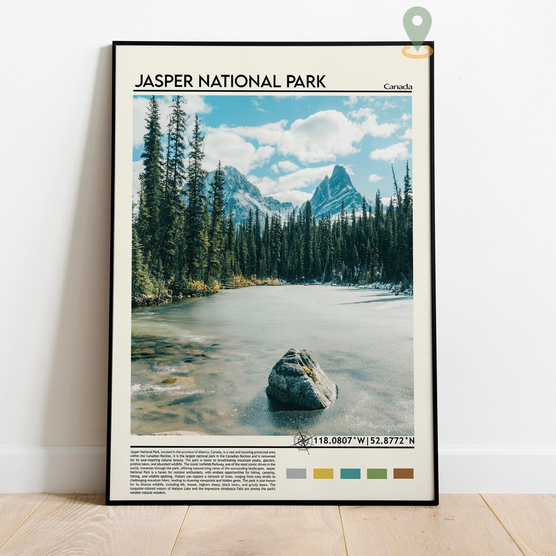 Jasper National Park Canada Snowy Mountain Lake Forest Travel Poster - Image 2