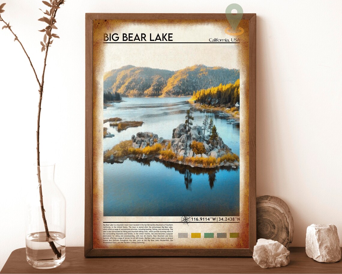 Big Bear Lake California Autumn Mountain Lake Scenic Travel Poster - Image 6