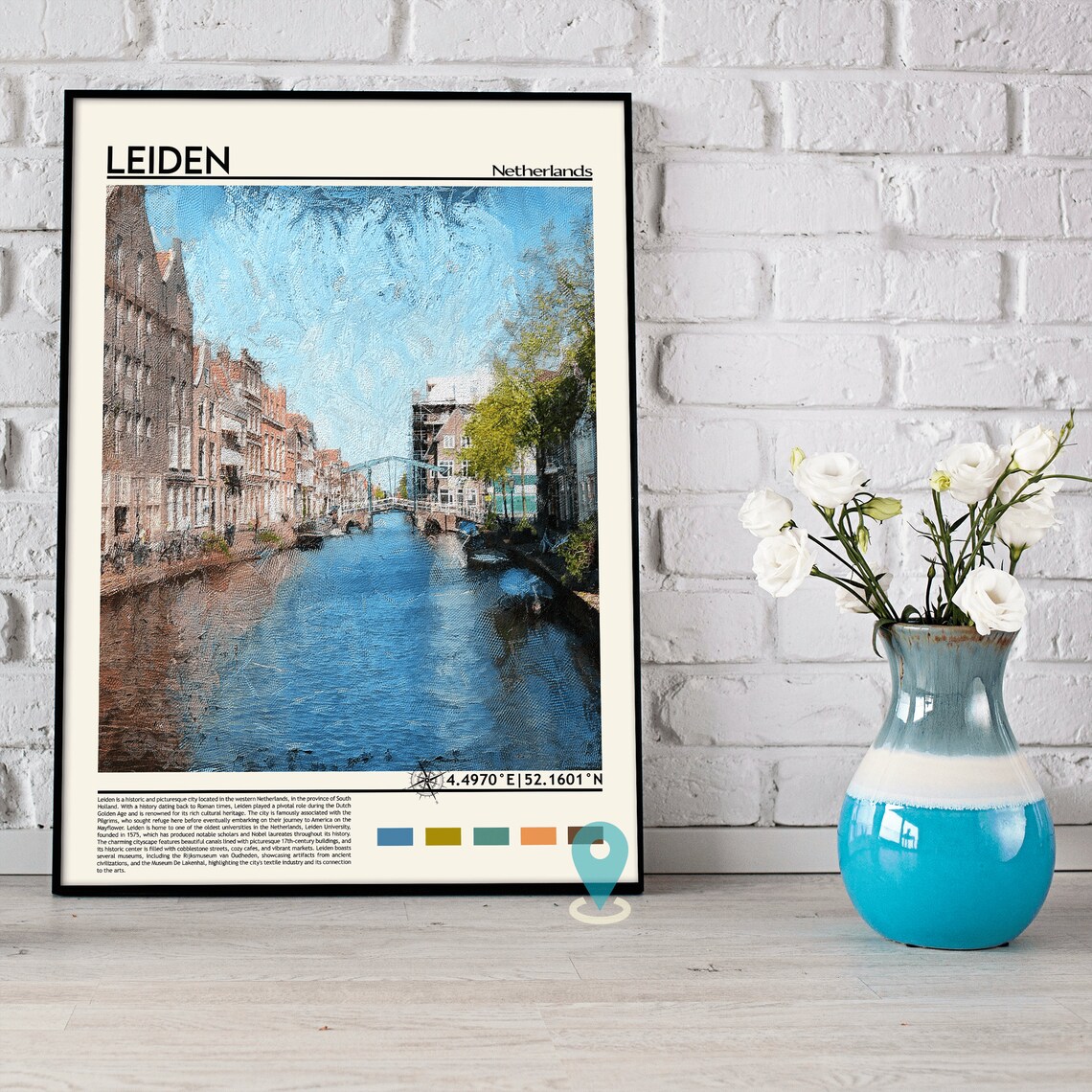 Leiden Netherlands Historic Canal City Photo Travel Wall Art - Image 3