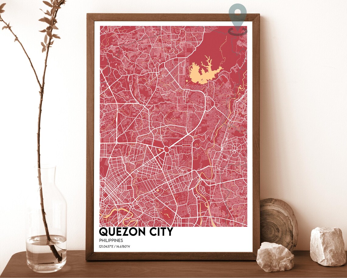 Quezon City Philippines Teal Minimalist City Map Home Decor Poster - Image 3