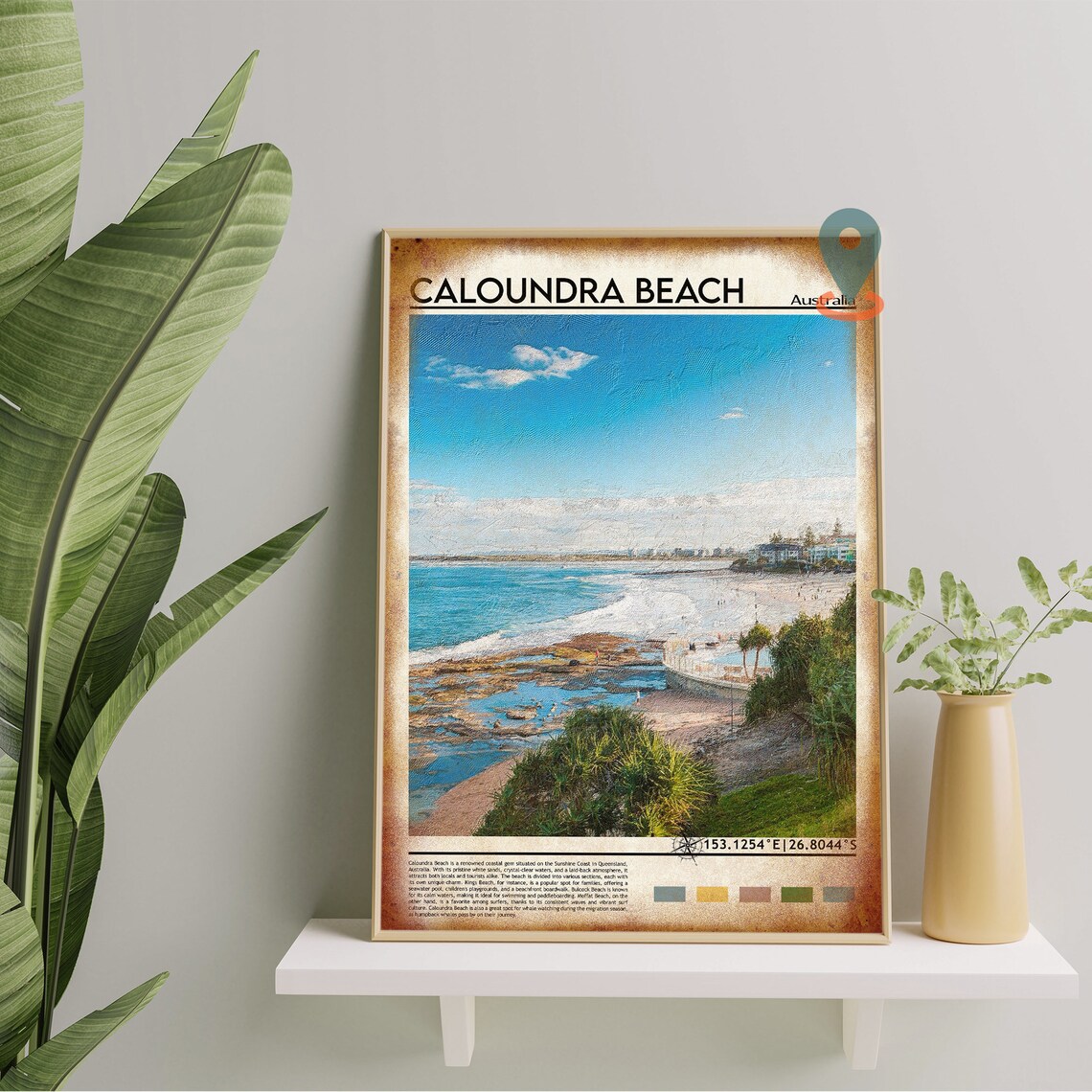 Caloundra Beach Australia Coastal Surf Scenic Ocean Travel Poster - Image 4