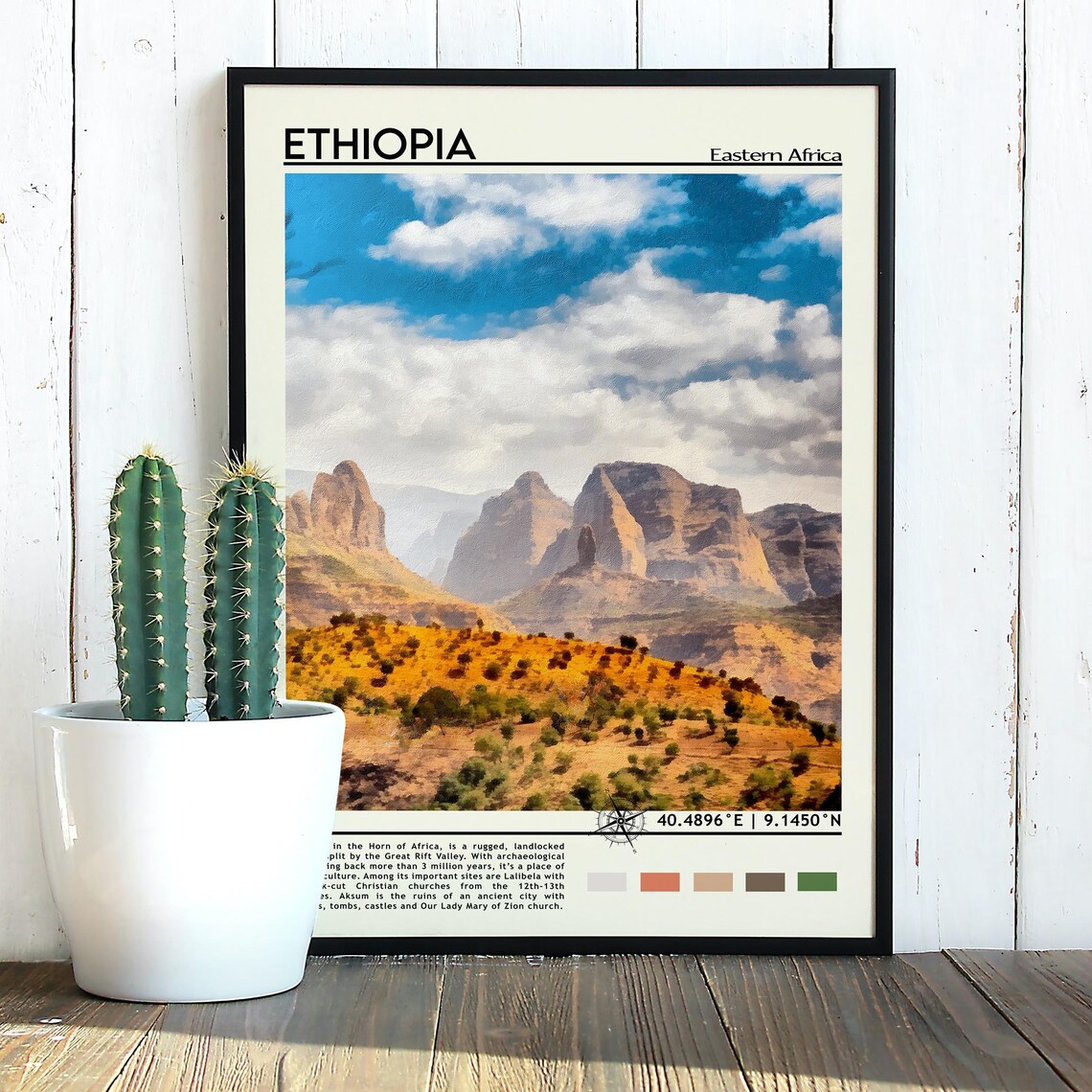 Ethiopia Eastern Africa Golden Rugged Highland Rocky Peaks Poster - Image 4