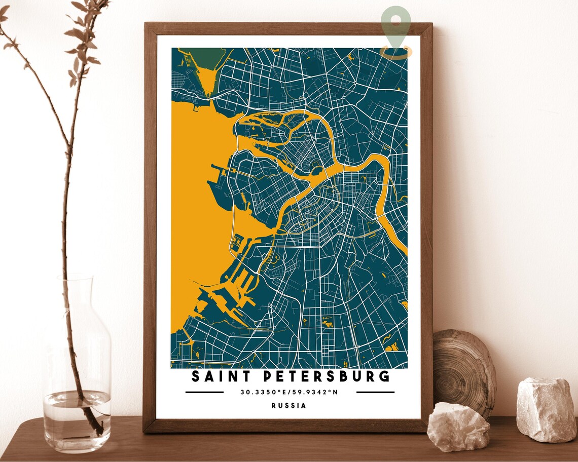 Saint Petersburg Russia City Map Art Poster Mauve Modern Decor - Image 2