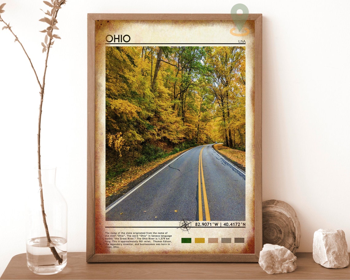 Ohio Travel Poster Ohio Print Ohio Wall Art Ohio Vintage Poster Ohio Photo Ohio Poster Print Ohio Wall Decor Ohio Painting Ohio Art - Image 6