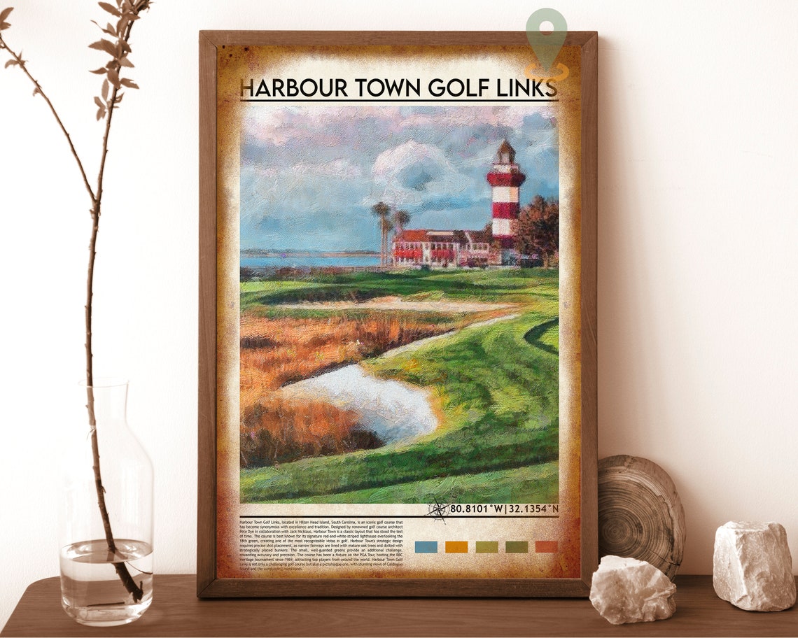 Harbour Town Golf Links Lighthouse Fairway Coastal Golf Art Poster - Image 6