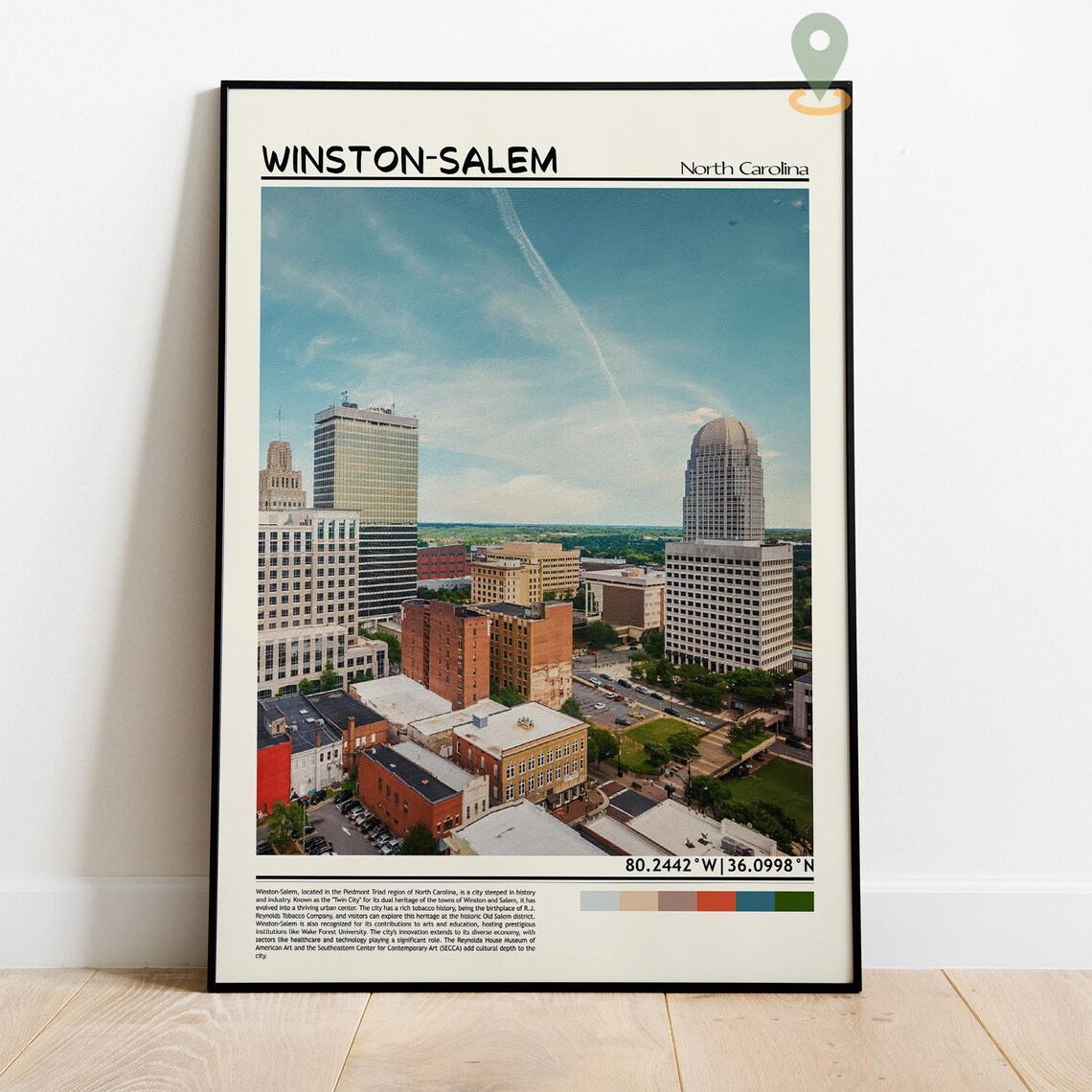 Winston-Salem North Carolina Downtown Skyline City Travel Poster - Image 4