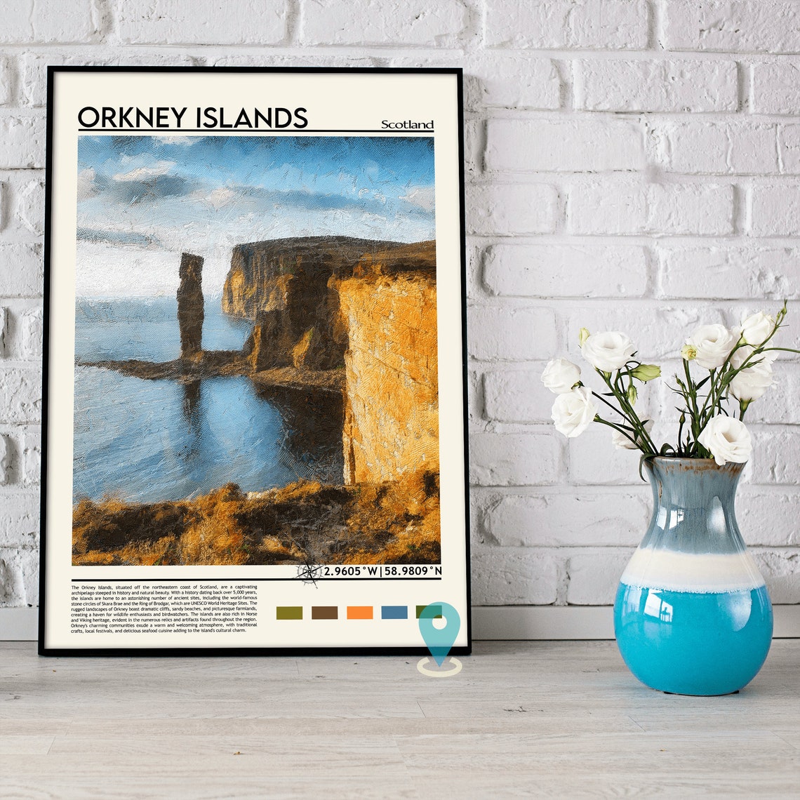 Orkney Islands Scotland Old Man Of Hoy Sea Stack Painting Poster - Image 3